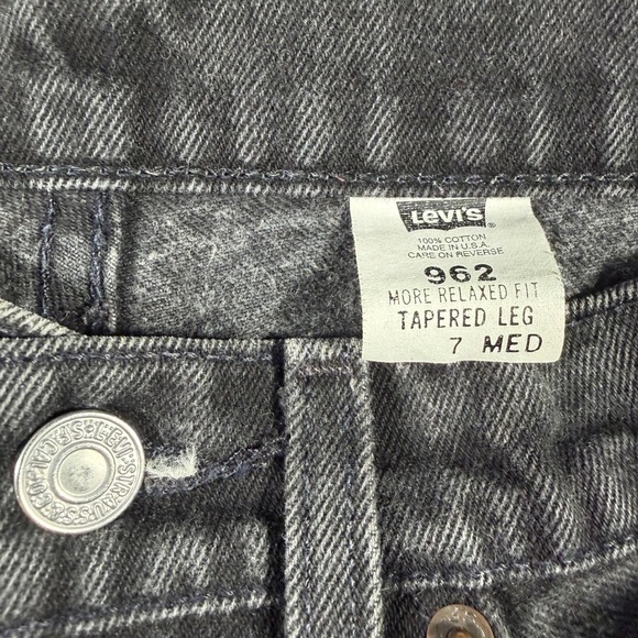 Levis 962 Jeans Women 7 Med (27 x32) Faded Black Vintage USA Orange Tab Tapered - Picture 6 of 12